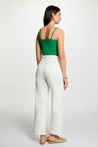 Lace tank top with square neckline meadow green women