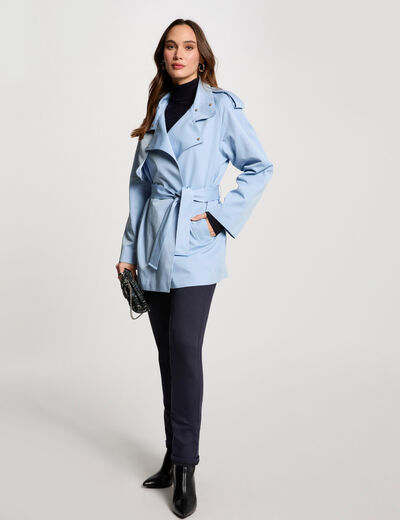 Loose short trenchcoat sky blue women