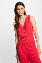 Loose jumpsuit with pleated legs medium red women