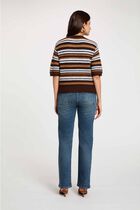 Striped short-sleeve sweater brown women