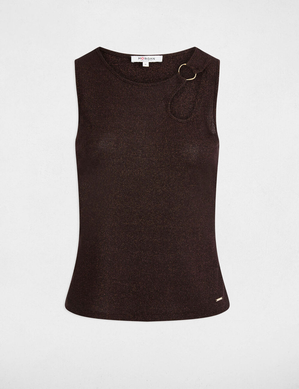 Sleeveless vest top dark brown women