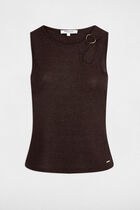 Sleeveless vest top dark brown women