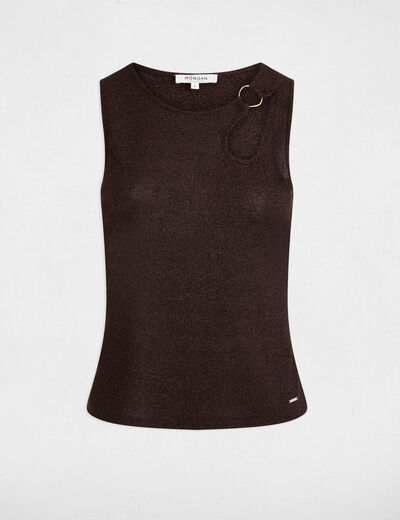 Sleeveless vest top dark brown women