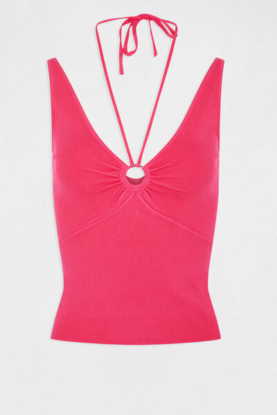 Jumper vest top with open back dark pink ladies'