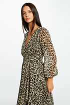 Midi wrap dress leopard print multicolored women
