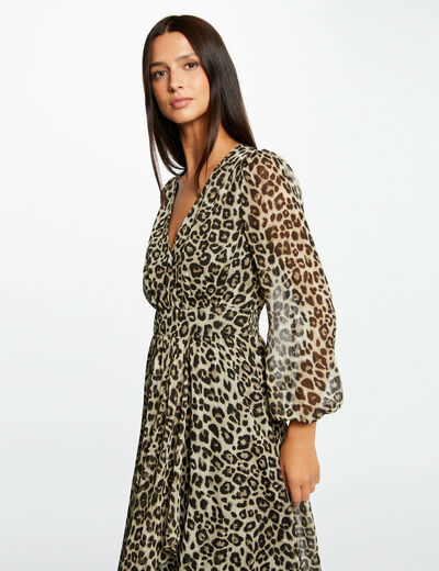 Midi wrap dress leopard print multico ladies'