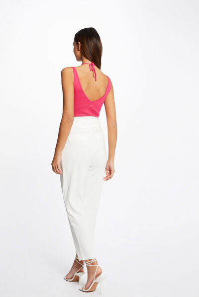 Jumper vest top with open back dark pink ladies'