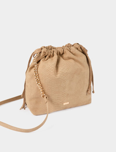 Suede bucket bag beige women