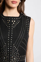 Robe courte ajustée clous noir femme