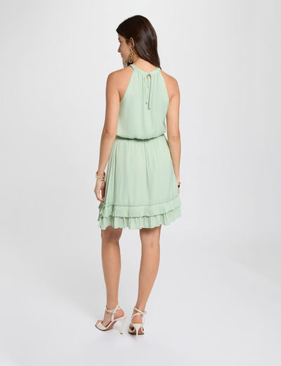 Short high neck dress pastel green women