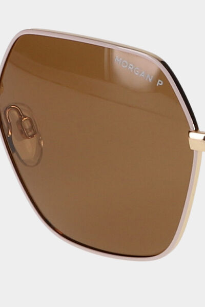 Hexagonal sunglasses beige ladies'