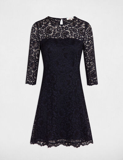 Mini skater lace dress navy blue women