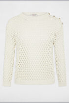 Long-sleeved openwork jumper ivory women