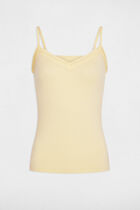 Vest top thin straps with lace strips light yellow women