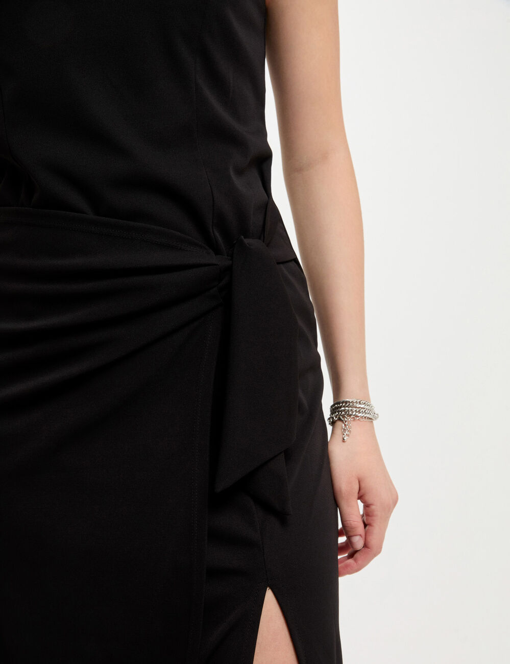 Slitted fitted midi dress black women