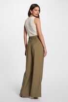 Loose wide leg trousers khaki green women