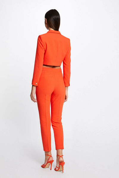 Fitted city trousers with buttons orange ladies'