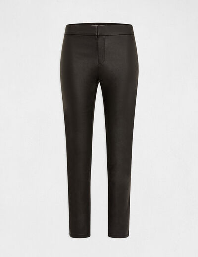 Skinny cropped trousers with wet effect black ladies'