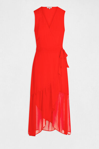 Belted maxi wrap dress red ladies'