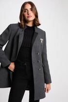 Fitted boucle coat dark grey women