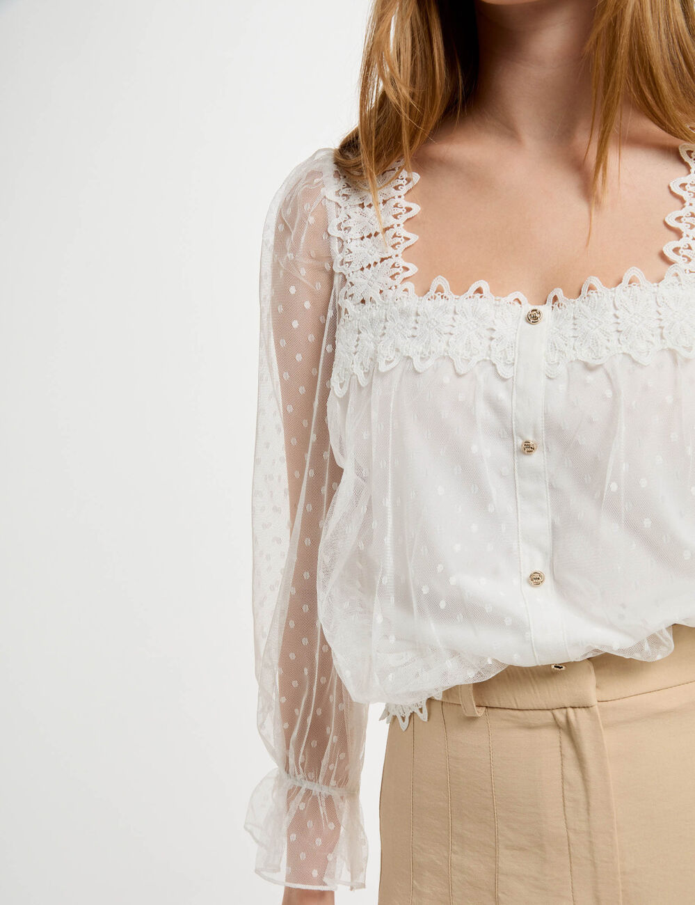 3/4-length sleeved t-shirt white women