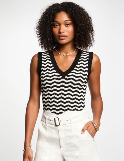 Sleeveless knitted top black women