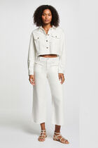 Jeans flare taille haute blanc femme