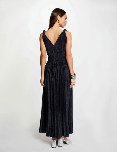 Long wrap dress navy blue women