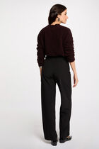 Pantalon droit à pinces noir femme