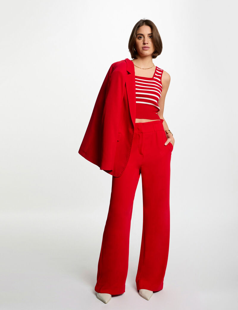 Knitted top wide straps red women