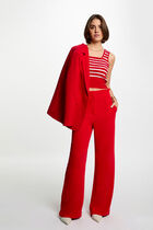 Knitted top wide straps red women