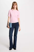 Short-sleeved jumper pastel pink women
