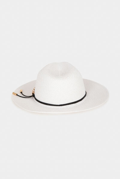 Sun hat with metal ornament white ladies'