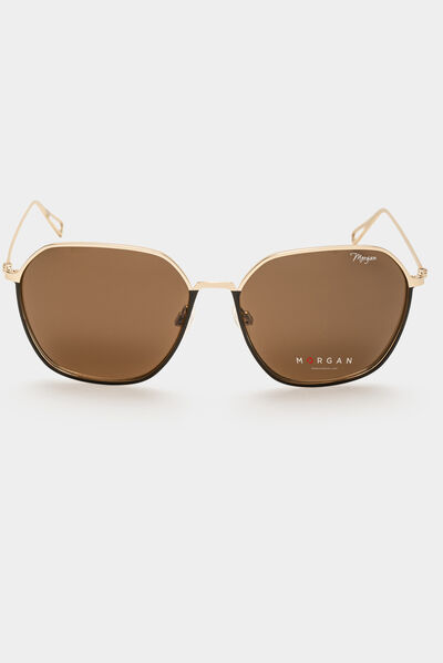 Hexagon sunglasses black ladies'
