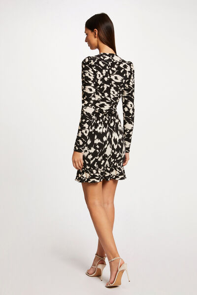 Shirred fitted dress abstract print multico ladies'