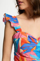 Printed top with ruffles multicolor women