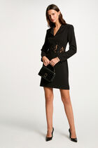 Robe courte ajustée à dentelle noir femme