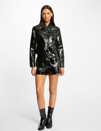 Vinyl straight shorts black women