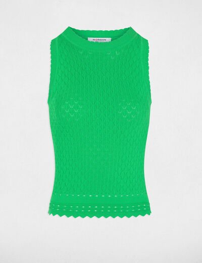 Top with openwork knit green ladies'