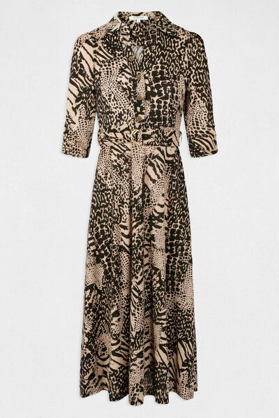 Midi A-line dress animal print multico ladies'