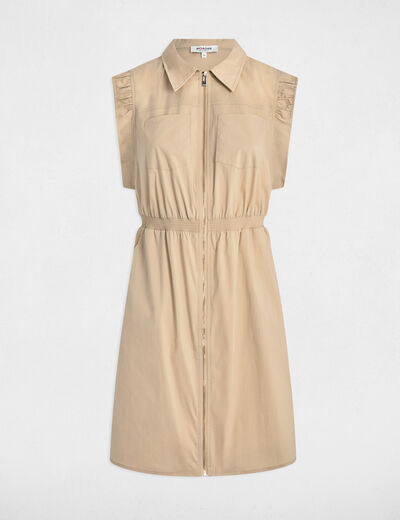 Fitted mini dress beige women