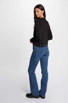 Bootcut jeans pockets buttons stone wash denim women