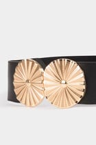 Elasticised belt with buckles black women
