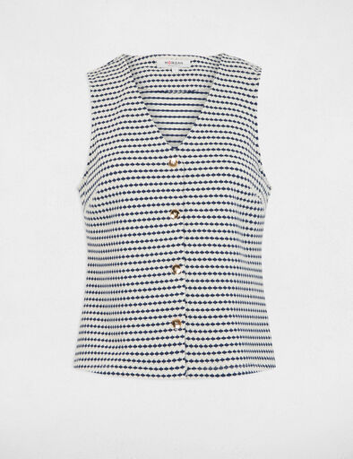 Printed sleeveless waistcoat navy blue women