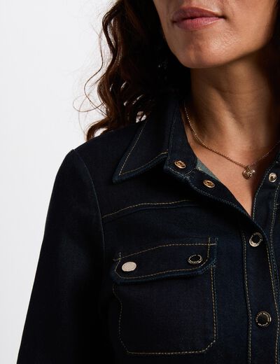 3/4 buttoned dress raw denim women