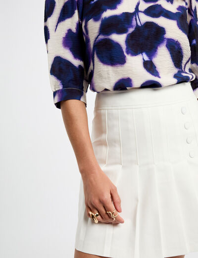 Pleated mini skirt white women