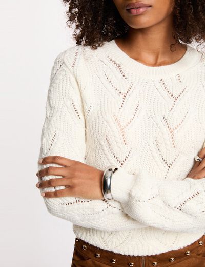 fancy knit sweater ivory women Fancy knit sweater ivory women