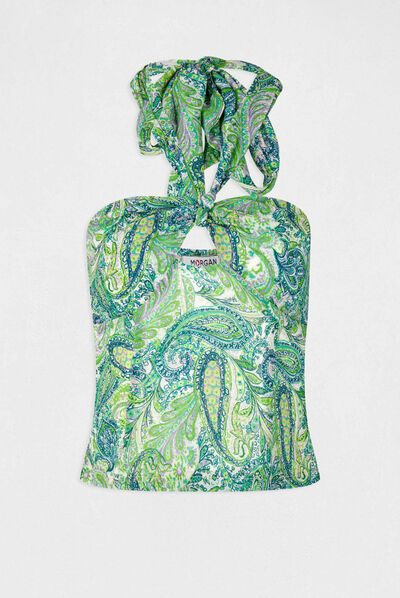 Printed bustier with tied straps multico ladies'
