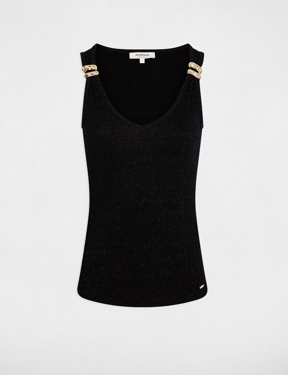 Fitted v-neck tank top black women