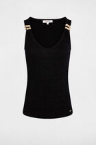 Fitted v-neck tank top black women